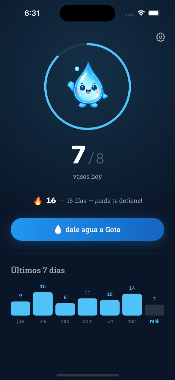 App para tomar agua - AquaLock pantalla principal