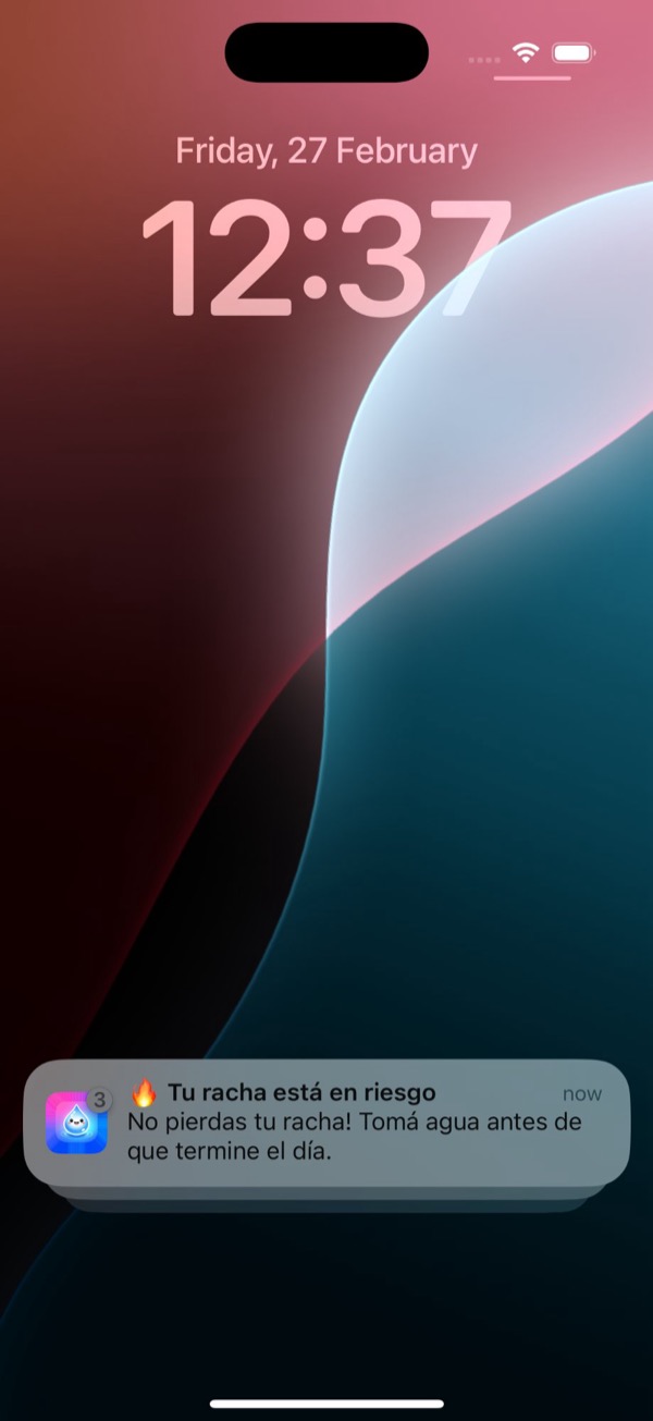 Recordatorio para tomar agua - notificaci&oacute;n AquaLock