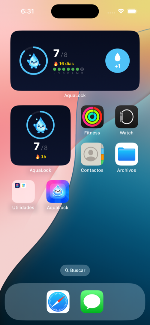 Widget de hidrataci&oacute;n para iPhone
